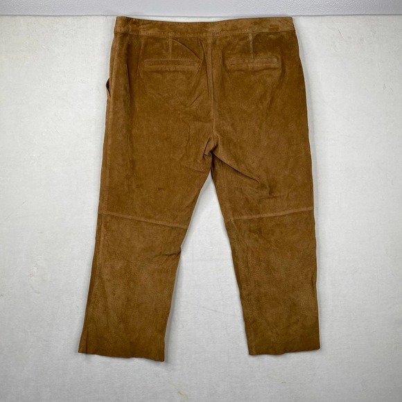 Express Women's Camel Leather Tapered Trouser Pants High-rise Tan Brown Size 10 - Picture 2 of 8